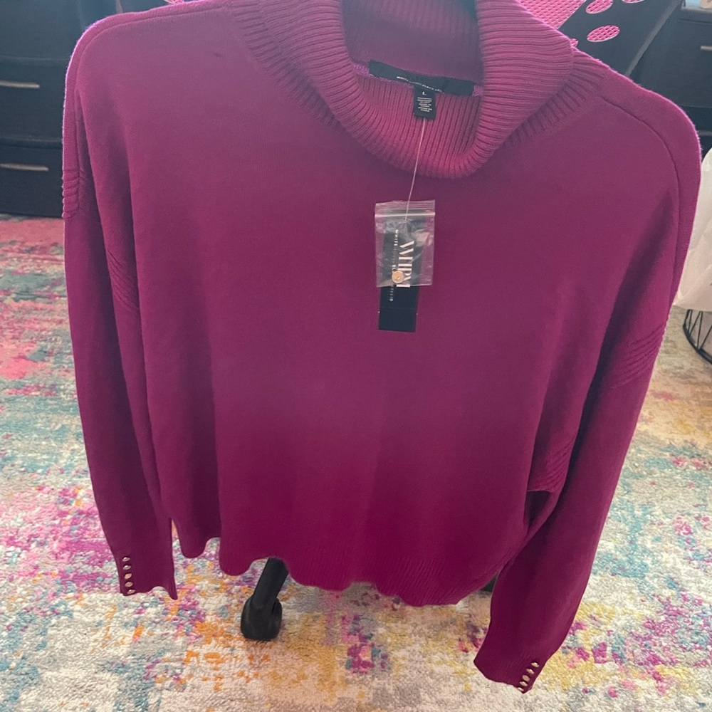 White House black market fuscia Cowl Neck Sweater Soft Knit